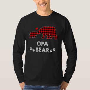 Opa Bear Men Red Plaid Christmas Pajama Family Dad T-Shirt