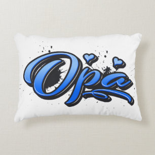 Opa blue Heart Graffiti Kissen Dekokissen Decorative Cushion