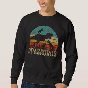 Opa Dinosaur Opasaurus 3 Two Kids Christmas Father Sweatshirt