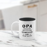 Opa | Funny Grandfather Is For Old Guys Two-Tone Coffee Mug<br><div class="desc">Grandfather is for old men,  so he's Opa instead! This awesome quote mug is perfect for Father's Day,  birthdays,  or to celebrate a new grandpa or grandpa to be. Design features the saying "Opa,  because grandfather is for old guys" in black lettering.</div>