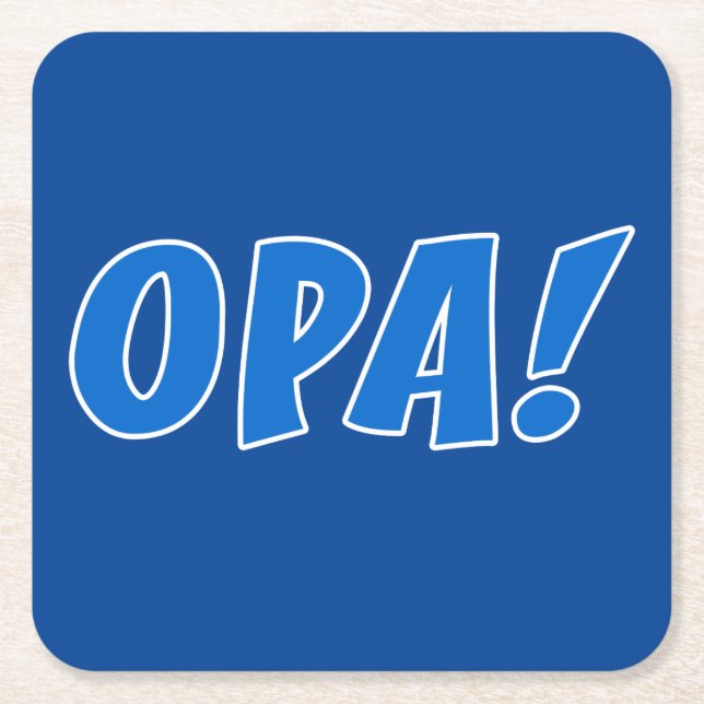 Opa Greek Celebration (Dark Blue) Square Paper Coaster (Front)