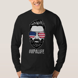 Opa Life Sunglasses American Flag Father's Day 4th T-Shirt