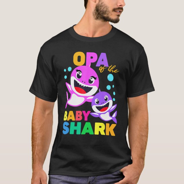 Opa Of The Baby Birthday Shark Opa Shark Christmas T-Shirt (Front)