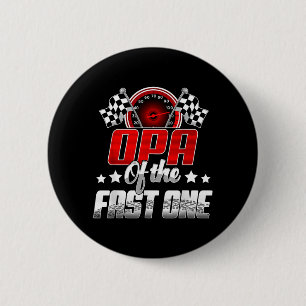 Opa of The Fast One Birthday 1st Race Car Family 6 Cm Round Badge