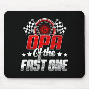 Opa of The Fast One Birthday 1st Race Car Family Mouse Pad