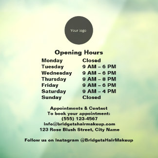 opacity Black Modern business Opening Hours Window