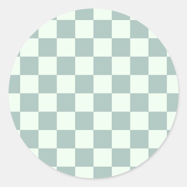 Opal and Honeydew Chequerboard Classic Round Sticker (Front)