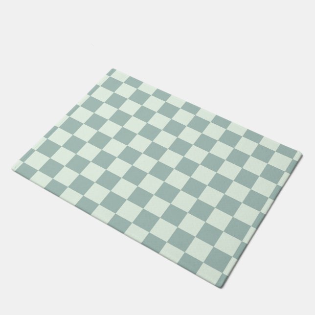 Opal and Honeydew Chequerboard Doormat (Angled)