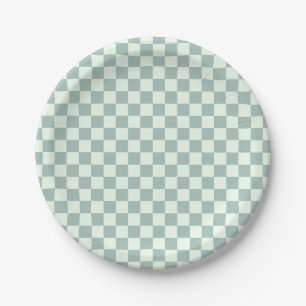 Opal and Honeydew Chequerboard Paper Plate