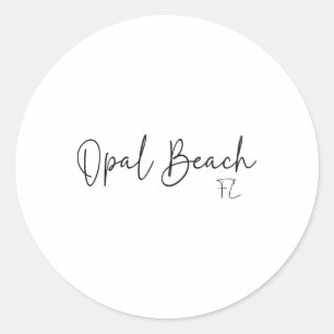 Opal Beach Florida Ca Retro For Men Women Classic Round Sticker
