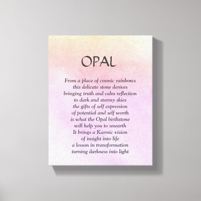 Opal birthstone - October poem art canvas Print (Front)