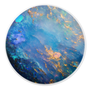 Opal Blue Gem Pattern Ceramic Knob