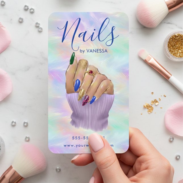 Opal Chic Nail Salon Manicurist Artist Stylish Business Card (Creator Uploaded)