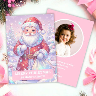 Opal Christmas Santa Claus Kids Photo Holiday Card