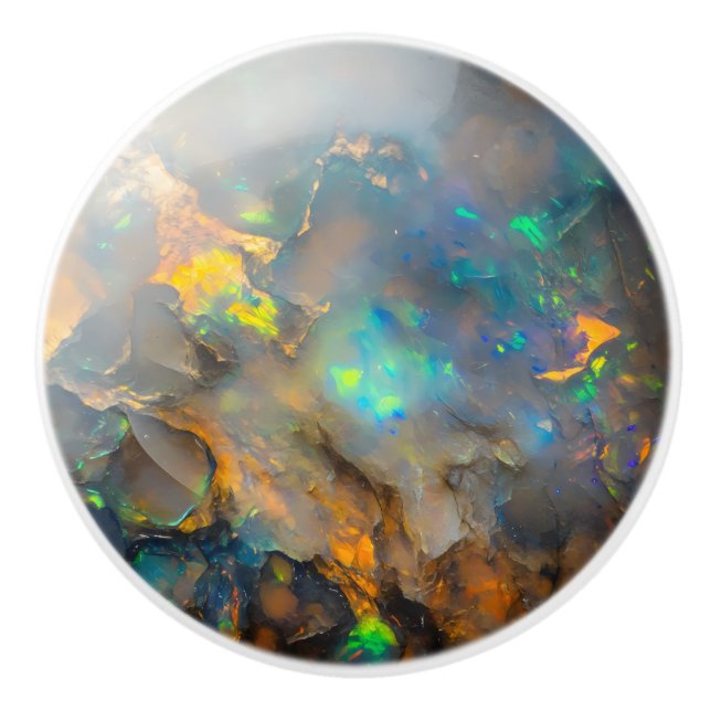 Opal Colour Gemstone Pattern Ceramic Knob (Front)