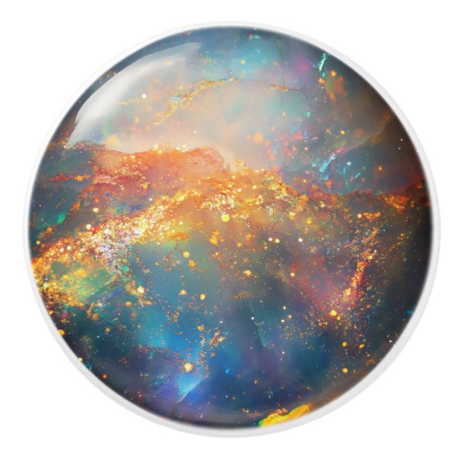 Opal Colourful Gem Pattern Ceramic Knob (Front)