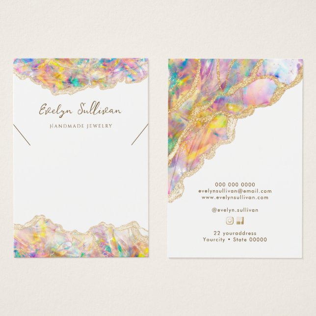 Opal design necklace display card (Front & Back)