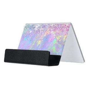 opal faux glitter desk business card holder
