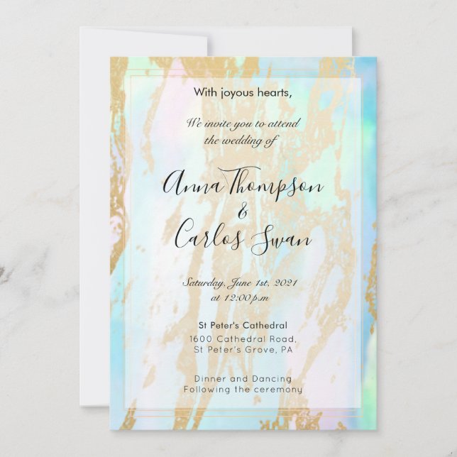 Opal Gemstone elegant modern with gold details Inv Invitation (Front)