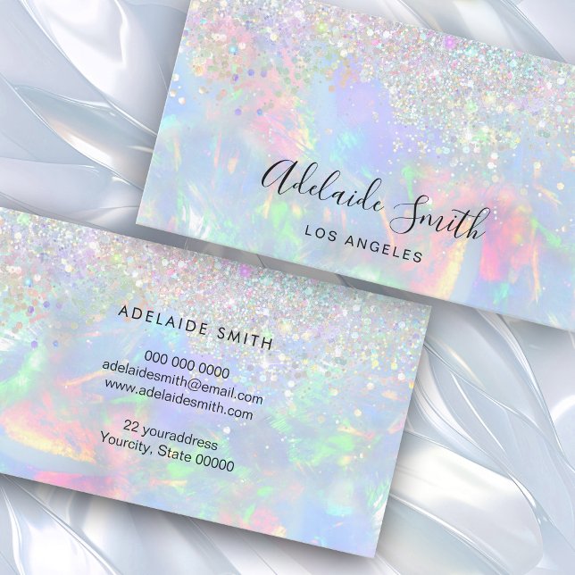 opal gemstone faux glitter effect business card (Creator Uploaded)