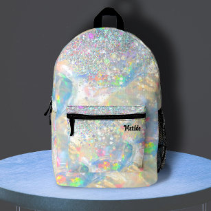 opal gemstone faux glitter printed backpack