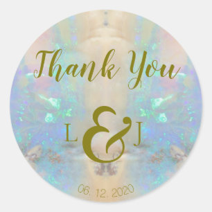 Opal Gemstone Quartz Wedding Thank You Classic Round Sticker
