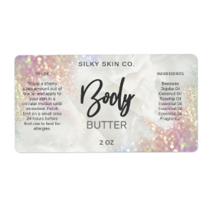 Opal Glitter Body Butter Labels