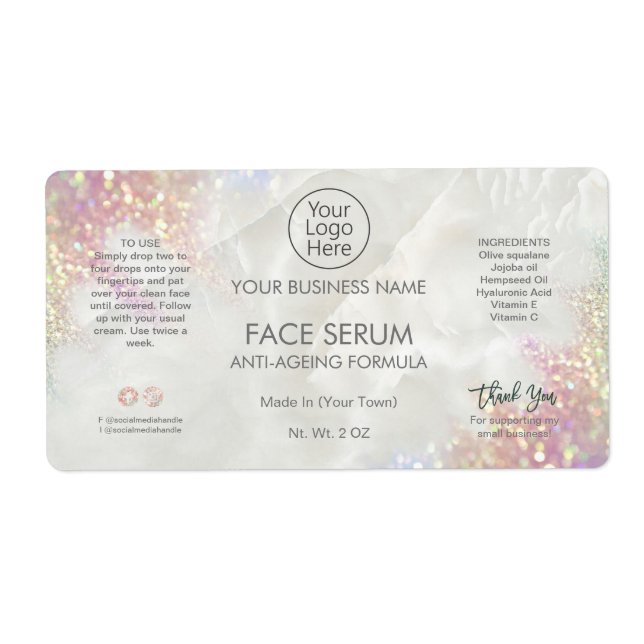 Opal Glitter Face And Hair Serum Label (Front)