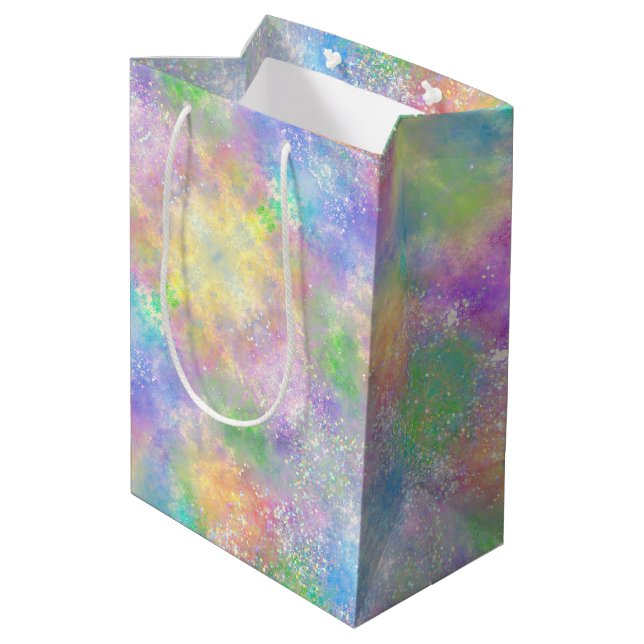 Opal Glitter Rainbow Medium Gift Bag (Back Angled)