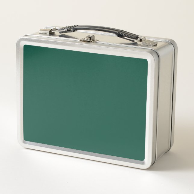 Opal Green Solid Colour Metal Lunch Box (Front)