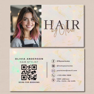 Opal Hair Stylist Photo QR Code Business Card