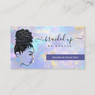 Opal Holographic Hair Braider Stylist Hair Salon B Business Card
