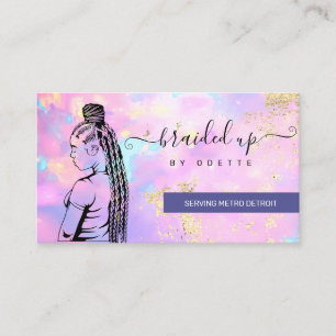 Opal Holographic Hair Braider Stylist Hair Salon B Business Card