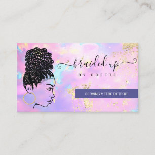 Opal Holographic Hair Braider Stylist Hair Salon Business Card