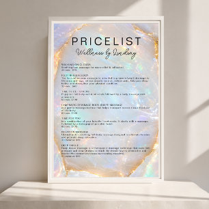 Opal Holographic Marble Salon Price List Poster