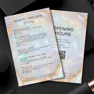 Opal Holographic Marble Salon QR Code Pricelist Flyer