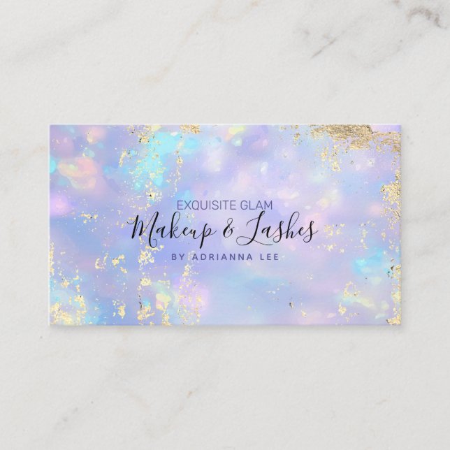 Opal Holographic MUA Beauty Salon Makeup Artist Business Card (Front)