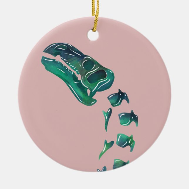 Opal Iguanodon Dinosaur Ceramic Tree Decoration (Front)