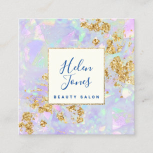 opal inspired faux chunky glitter square business card