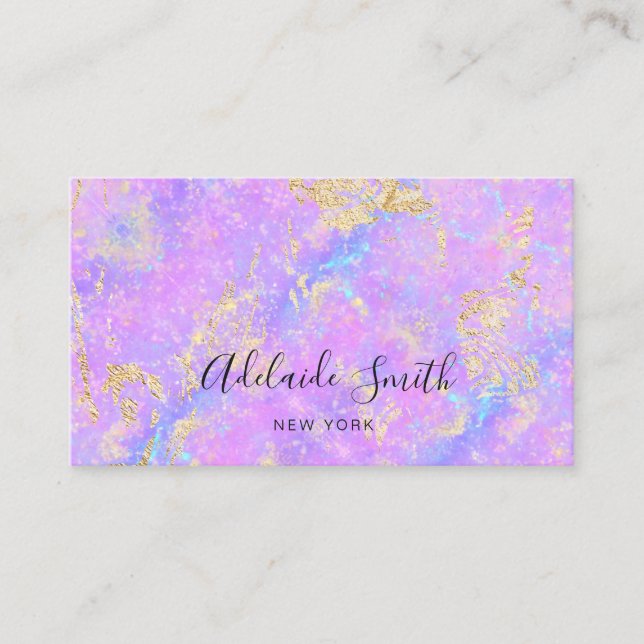 opal inspired purple blue texture business card (Front)
