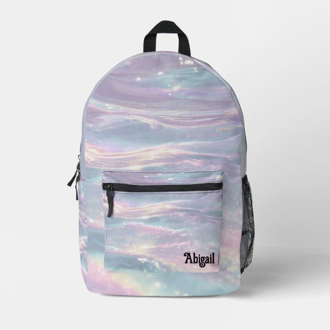 Opal Iridescent Holographic School Backpack (Front)