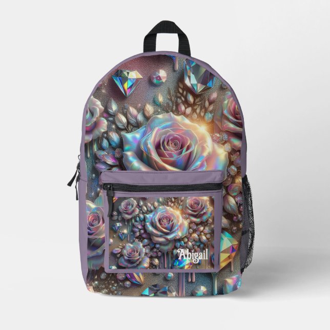 Opal Iridescent Rose School Backpack (Front)