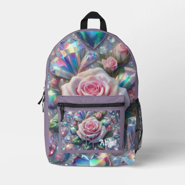Opal Iridescent Rose School Backpack (Front)