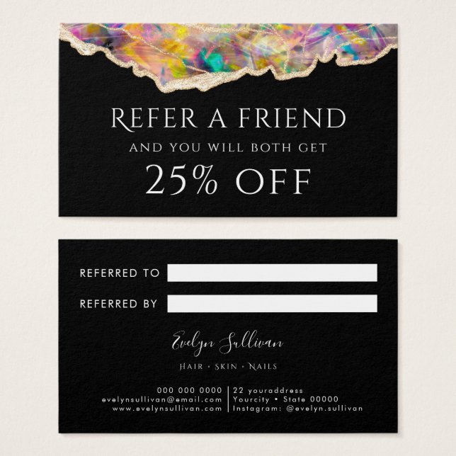 Opal on black Referral Card (Front & Back)