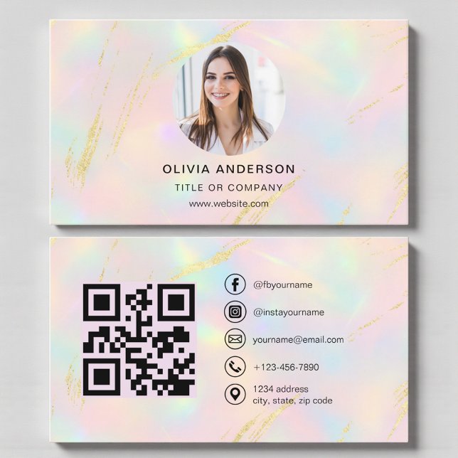 Opal Photo with QR Code Social Media Business Card (Creator Uploaded)