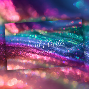 opal Pretty Holographic Glitter Girly neon colours Business Card