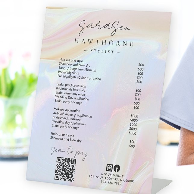 Opal Price List Holographic Scan to Pay QR Code Pedestal Sign (Creator Uploaded)