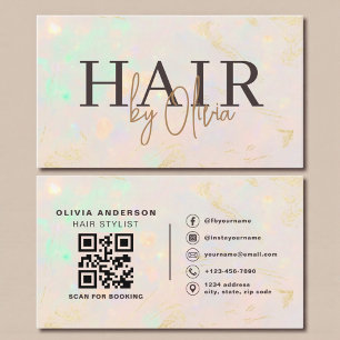 Opal QR Code Hair Stylist Modern Business Card