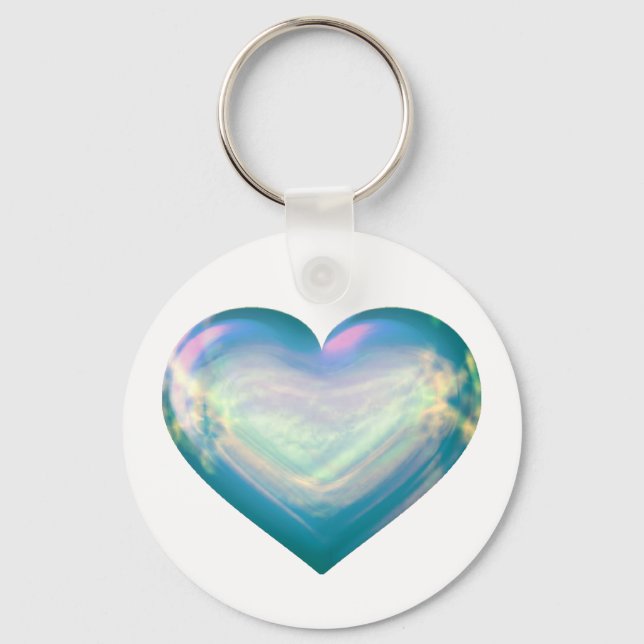 Opal Satin Heart Key Ring (Front)