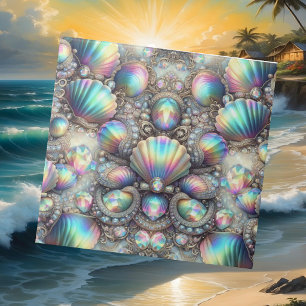 Opal Seashells Faux Diamond Coastal Ceramic Tile